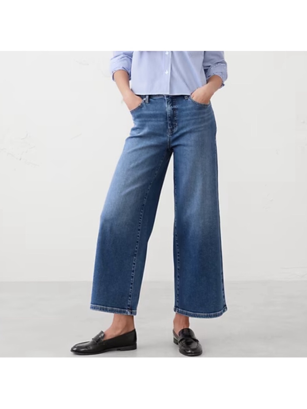 Banana Republic High Rise Wide Leg Dark Wash Cropped Jeans Size 0/25
